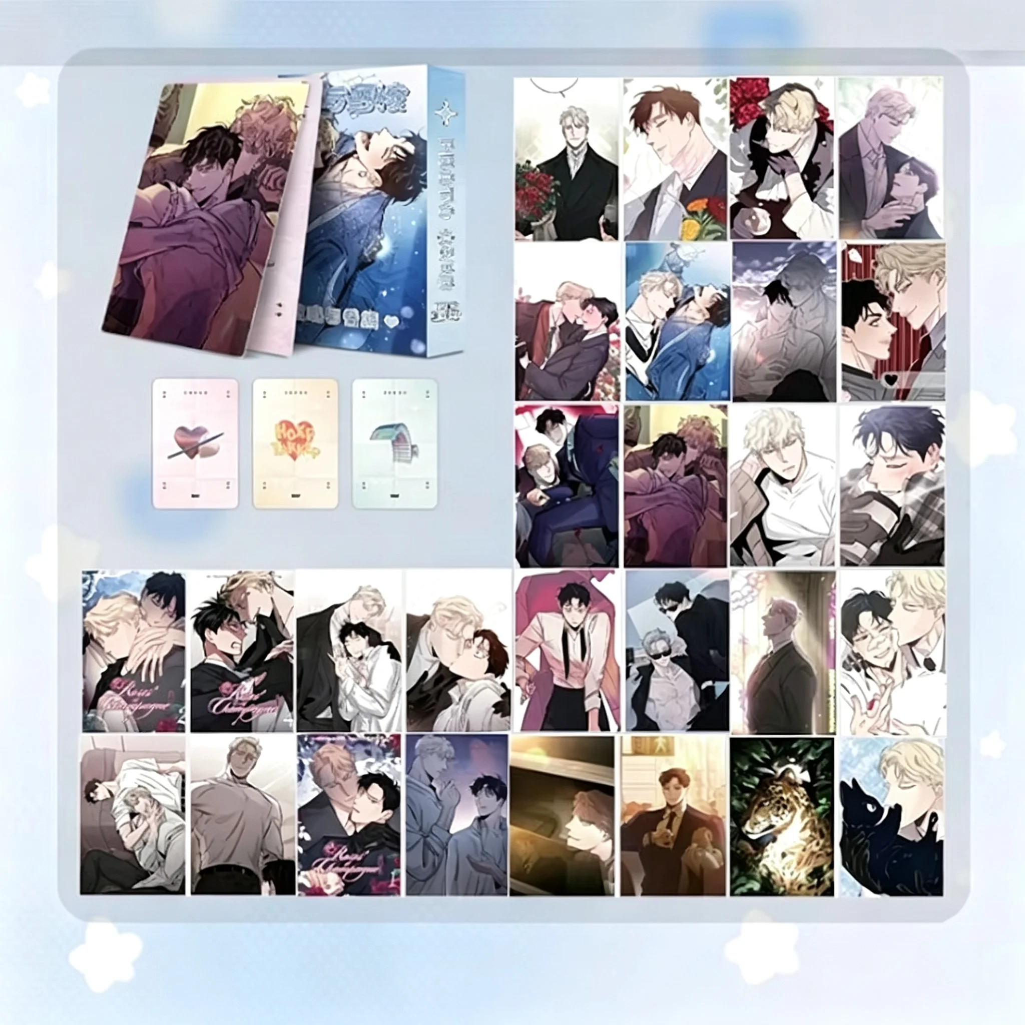 55 Pcs/Set Korean Manhwa Roses and Champagne Laser Lomo Card Lee Won, Caesar Comic Characters 3 Inches Photocard Cosplay Gift