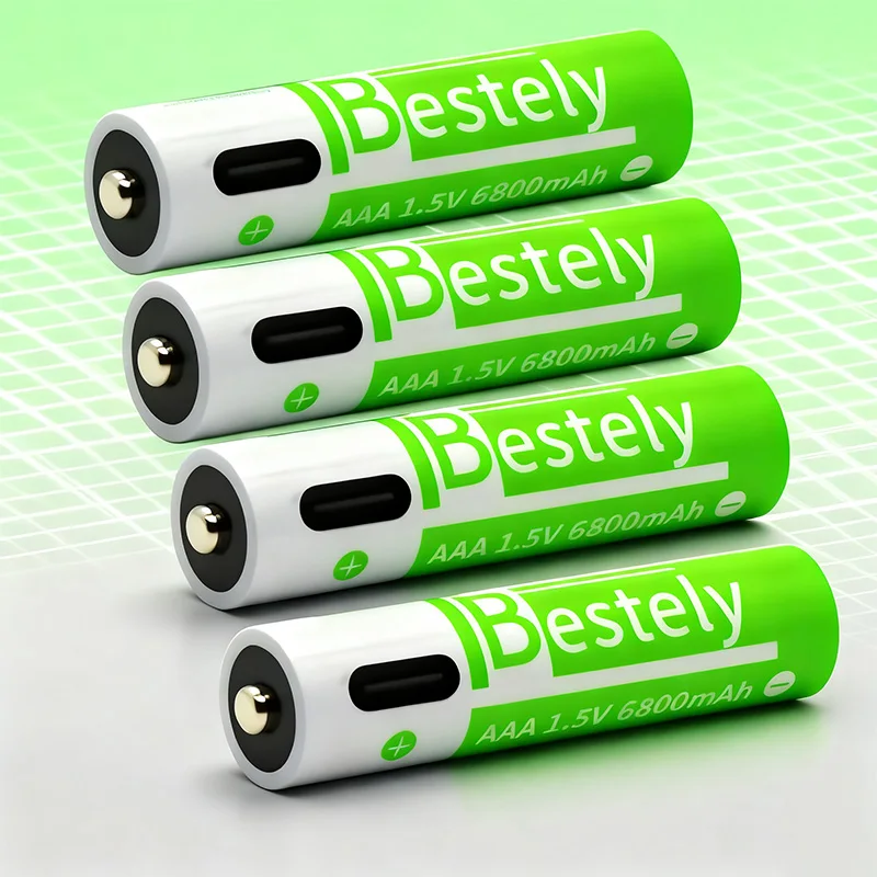 2025New 6800mAh AAA بطارية ليثيوم قابلة للشحن، شحن USB-C، للكاميرات، فرشاة الأسنان الكهربائية، ماكينات الحلاقة