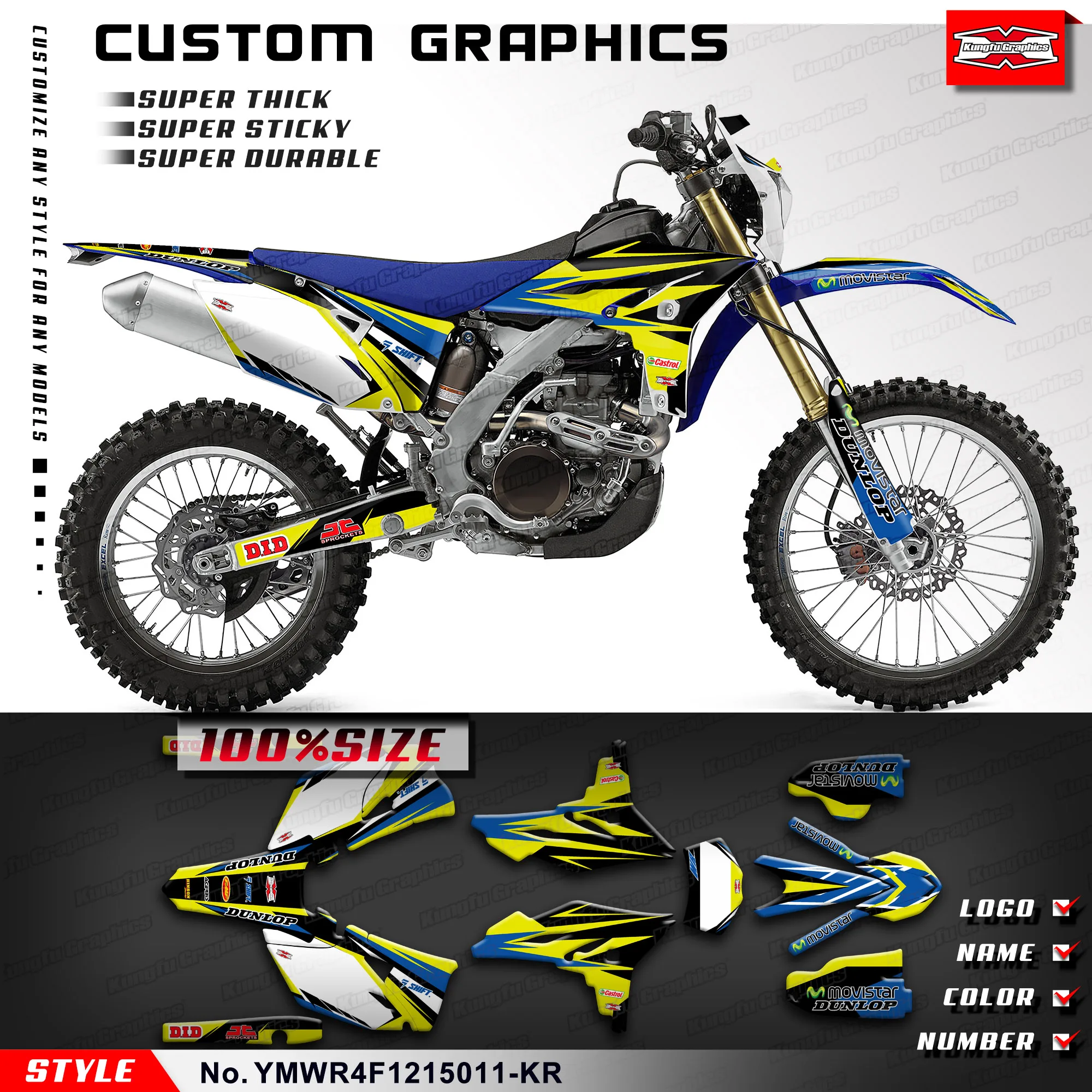 

KUNGFU GRAPHICS MX Stickers Custom Decal Kit for Yamaha WR450F 2012 2013 2014 2015 YMWR4F1215011-KR