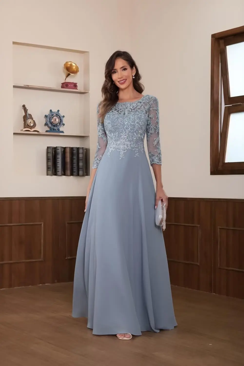 mother of the bride dresses sage green DEOTTEI Tea Length with Sleeves Lace Chiffon Formal Dress Hi-lo Blush Pink Evening Gown Size 0 at Amazon Women's Clothing store Ruching at the waist cinches and sculpts a flattering silhouette Green Mother of the Bride