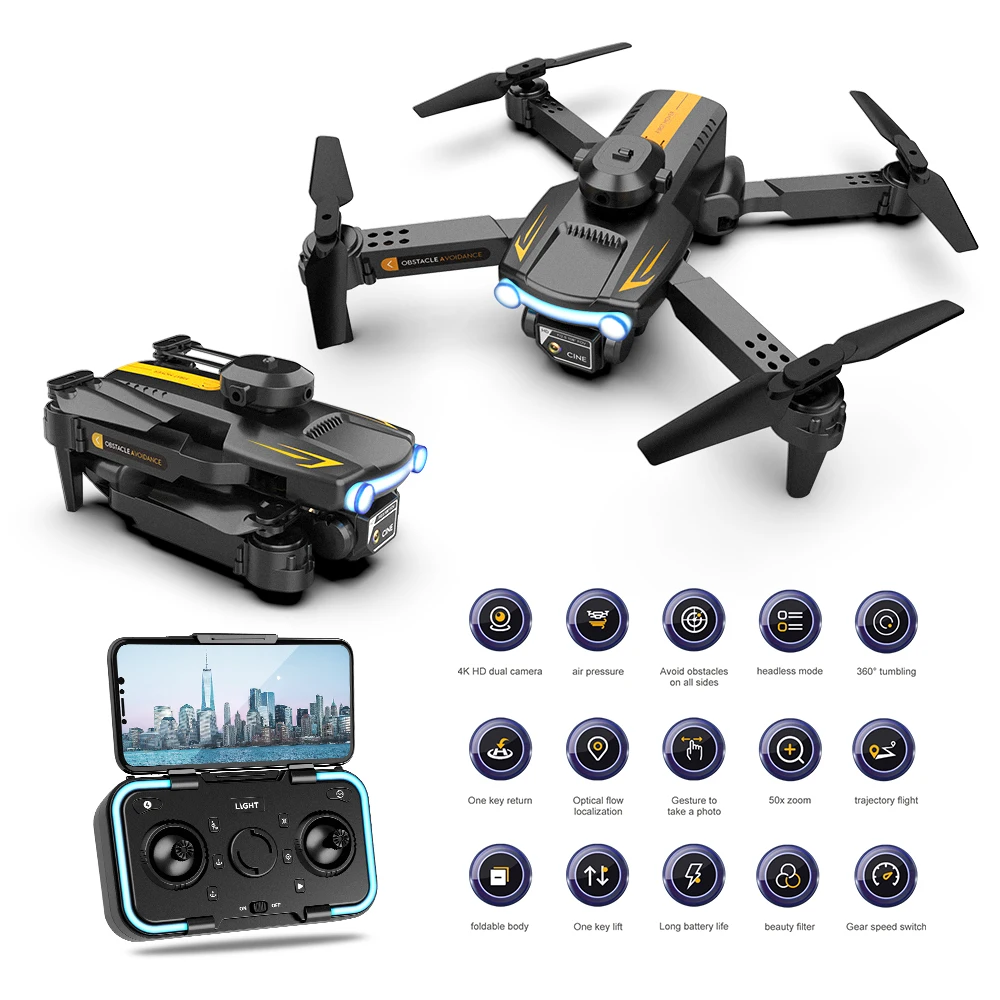 Mini Dron XT2 4K, cámara Dual, cuatro lados, evitación de obstáculos, posicionamiento de flujo óptico, cuadricóptero plegable, juguetes, regalos, 2023