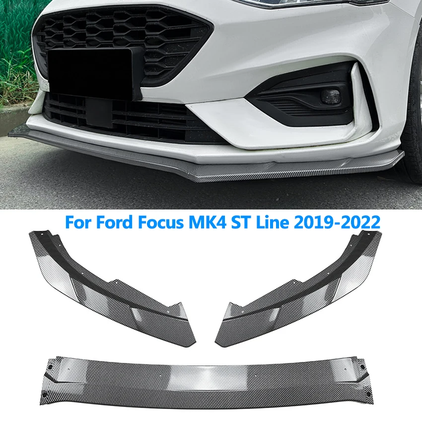 

Car Front Bumper Lip Splitter Spoile Spoiler Guard Auto Accessories Carbon Fiber For Ford Focus MK4 ST Line 2019-2022