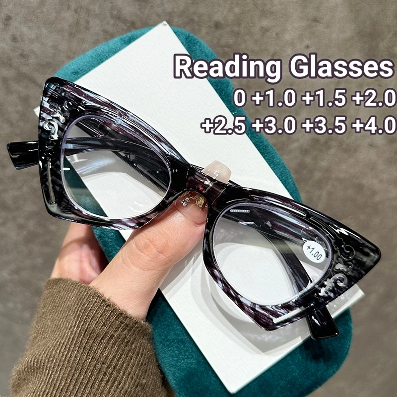 

New Party Butterfly Frame Anti-Blue Reading Glasses Spring Legs Color Frame Presbyopia Eyeglasses Fashion Design Elder Mirror