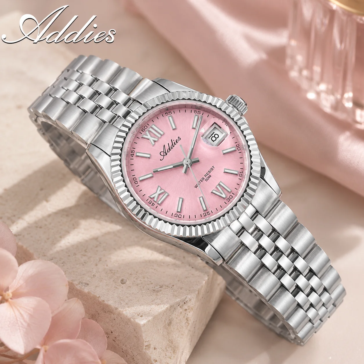 ADDIES 28MM Sapphire Glass Ladies Quartz Watch 5Bar Waterproof Super Luminous Wristwatch Swiss 585 Stainless Steel Wristwatch
