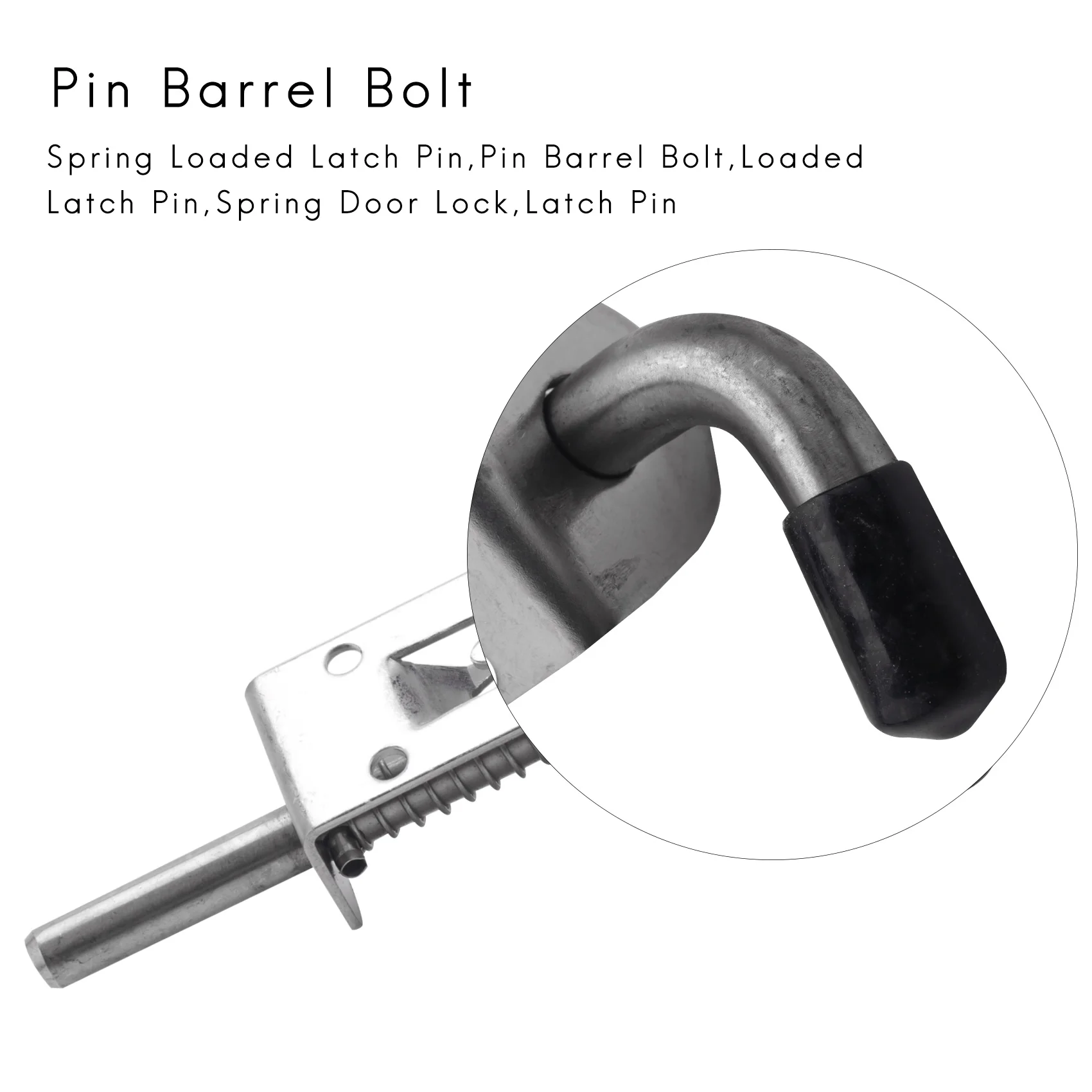 VEHO-2Pcs 5 Inch Stainless Steel Spring Loaded Latch Pin Barrel Bolt 2Mm Thickened Door Lock Brushed