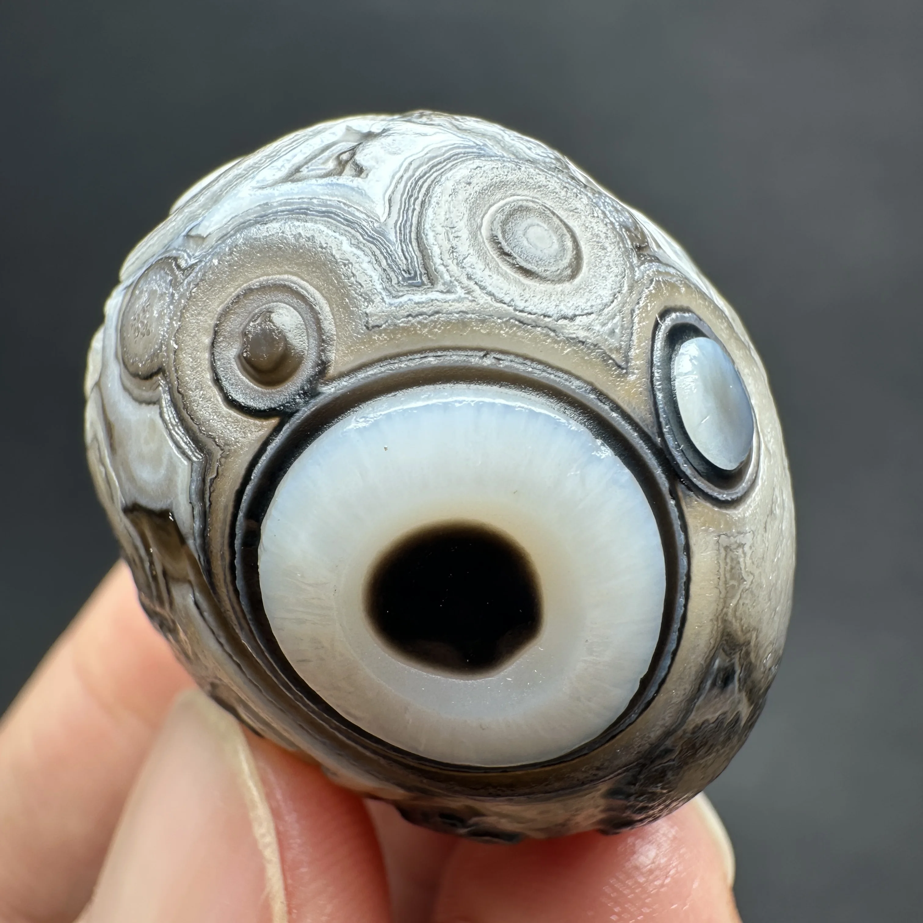 Natural Madagascar Ocean Jasper Palm Stone Black White Eye Agate Healing Crystal Massage Wand Collection view 3
