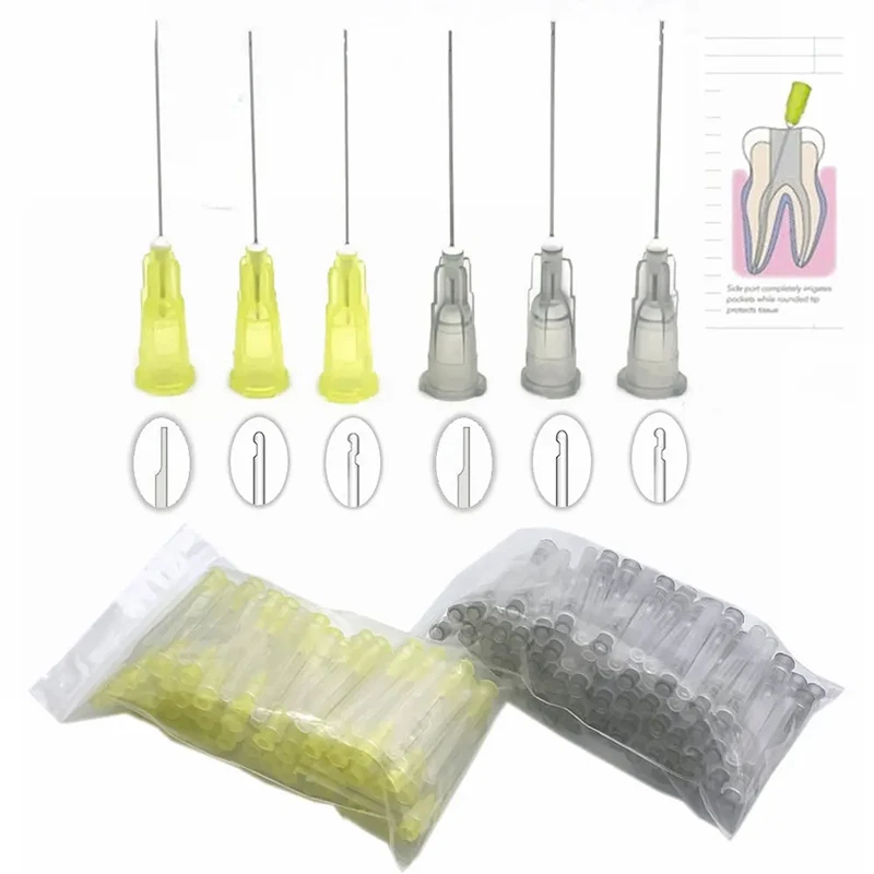 100 قطعة إبرة الري الداخلي للأسنان طرف قناة الجذر إبرة الري الجانبية g نهاية مغلقة الجانبية Foramen بالمنظار الري