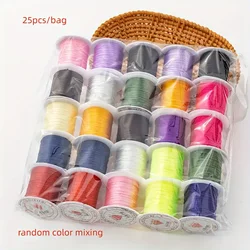 25 Roll-Pack Vibrant Colorful Elastic Flat String Durable Jewelry Making Supplies For Necklaces Bracelets DIY Craft Accessories