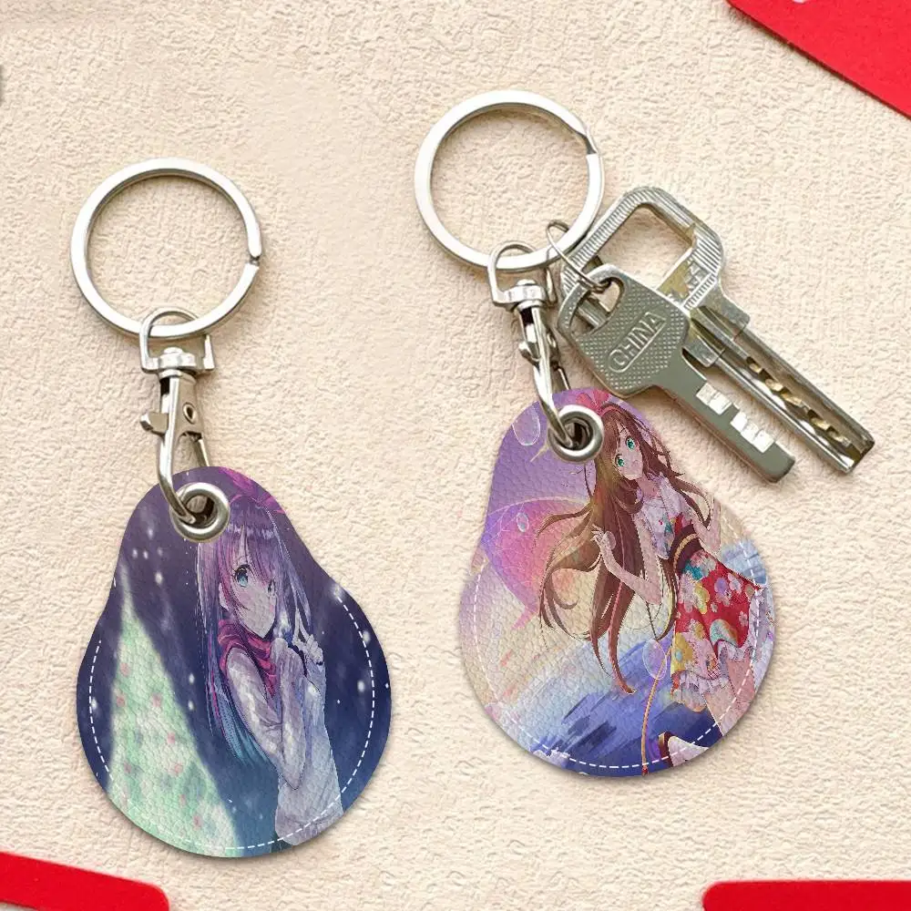 Kizuna AI Singer 1 قطعة حامل بطاقة جلدية مع حلقة رئيسية قطرة الماء على شكل مفتاح حافظة مفاتيح ملحقات قفل الباب #1