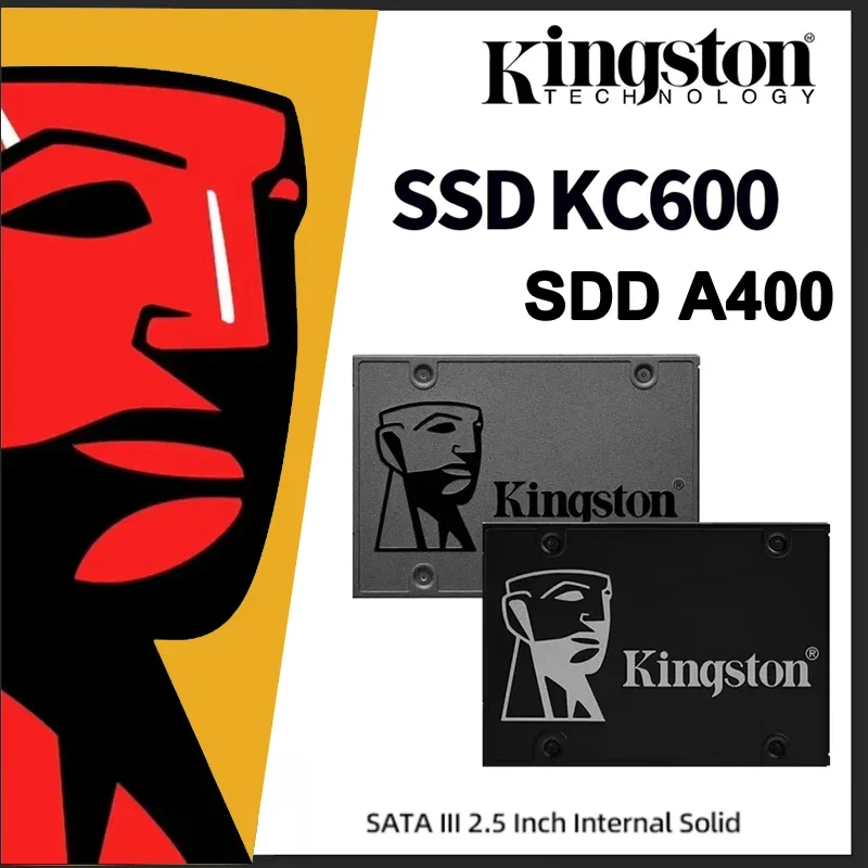 Disco Duro Interno Kingston de 2.5 Pulgadas SATA III SSD KC600 A400 120GB 240GB 480GB 960GB 256GB 512GB 1TB 2TB para Computadora Portátil y de Escritorio