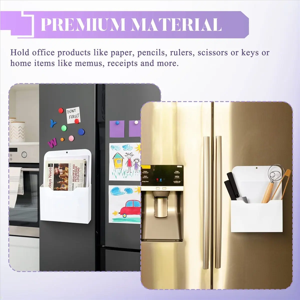 【STABLE QUALITY】6 Pack Magnetic File Holder Letter Size Magnetic Paper Holder Magazine Mail Wall File Holder Storage Pocket (S/M