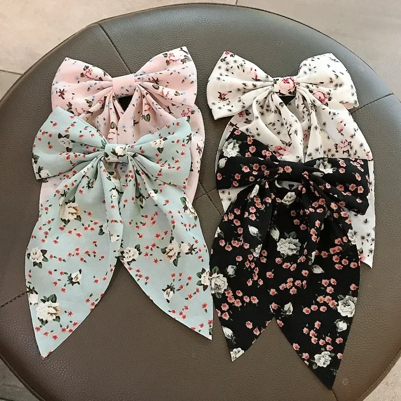 Épingles à cheveux à nœud papillon floral coréen pour femmes, pince à bec de canard, pince à cheveux en tissu élégant et frais, vêtements de sauna,