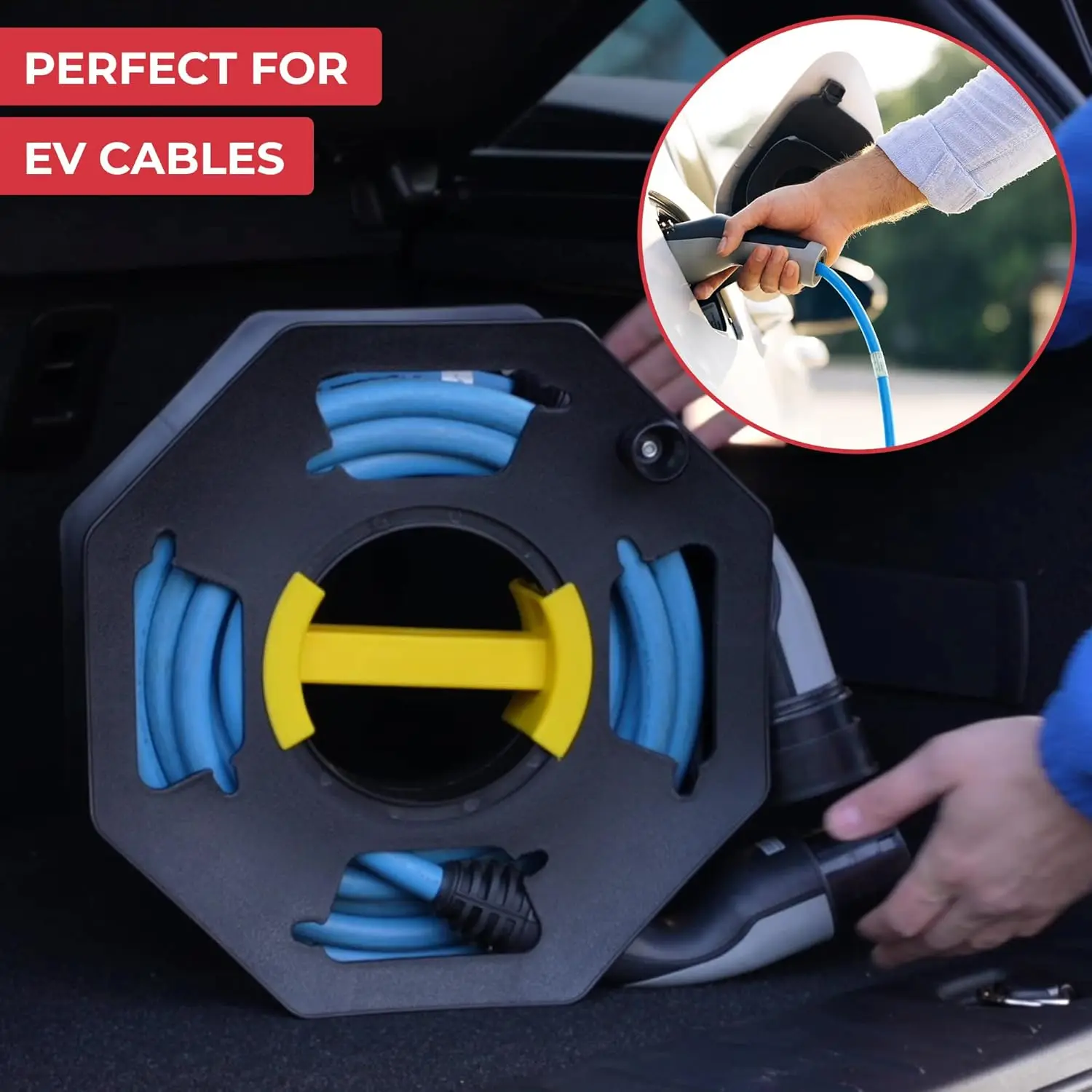

25M Cable Collector Tidy REEL Hook up Cable Reel Cord Organizer Cable Storage Reel for Camping,Caravan, Motorhome, Gardening