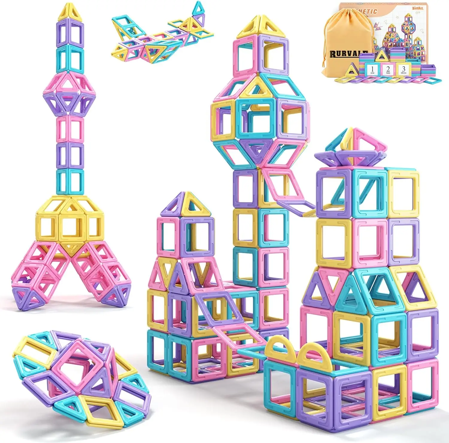 

Magnetic Tiles 44pcs, STEM Building Blocks for Ages 3-7, Birthday and Christmas Gift Ideas