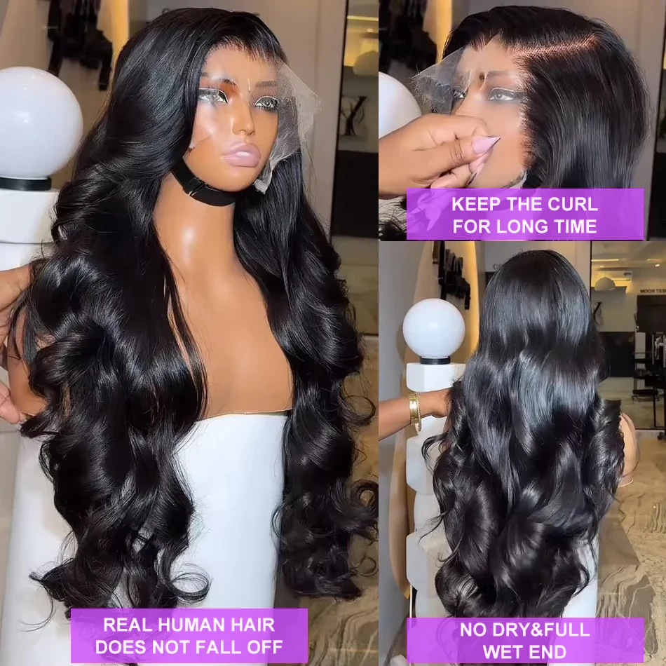 30 Inch 13x4 Body Wave Lace Frontal Wig Human Hair 200% 13x6 HD Transparent Lace Front Wigs Brazilian 5x5 Closure Wig For Women