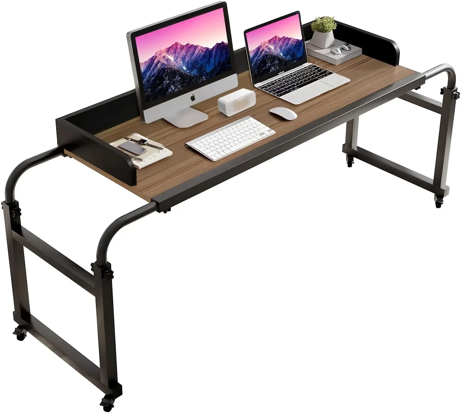 Nachtkastje, bovenbedtafel met in hoogte verstelbare wielen, laptoptafel voor bed, bedladen om te eten, gebouwd in ziekenhuis