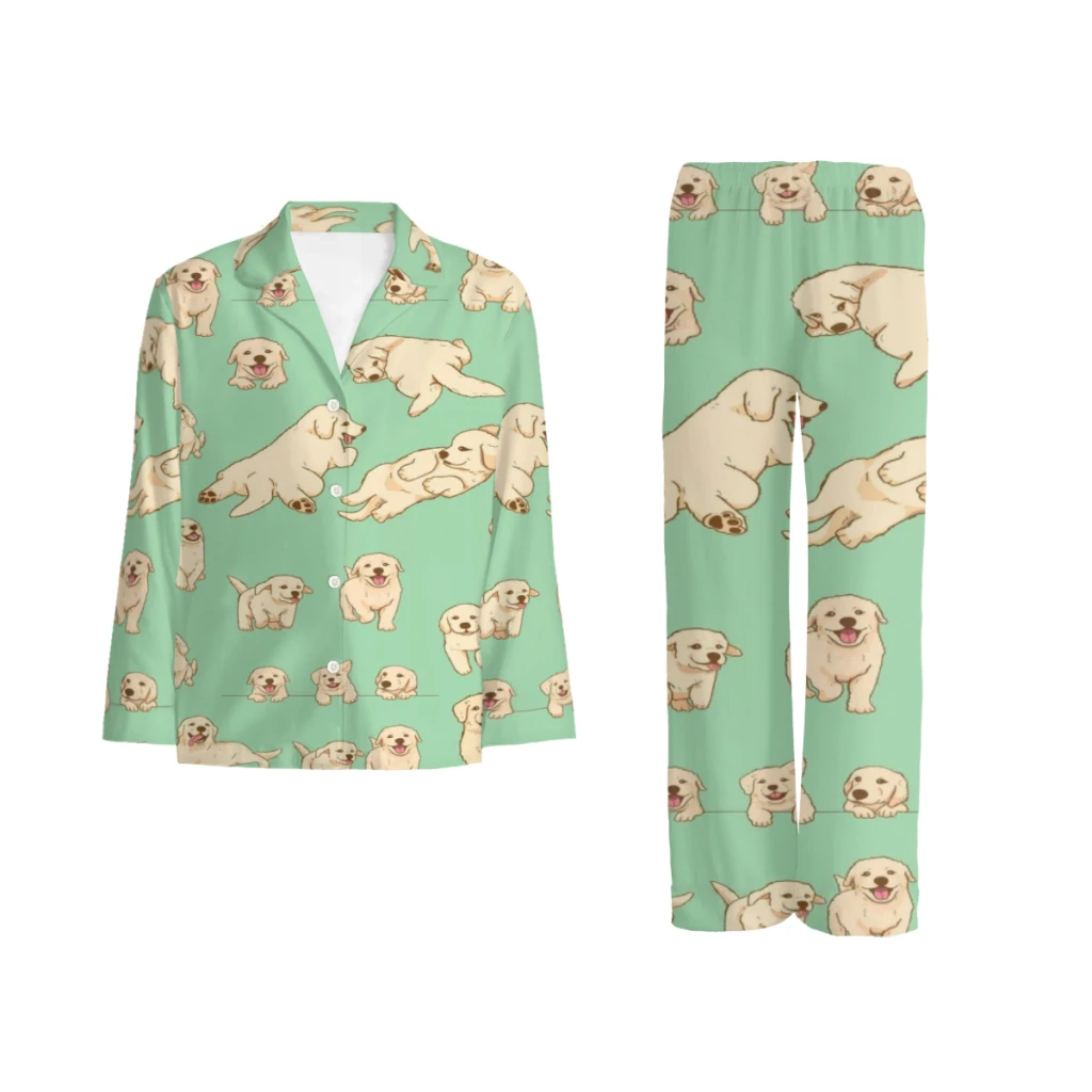 

Пижамный комплект с длинным рукавом, рубашка и брюки мультяшный принт