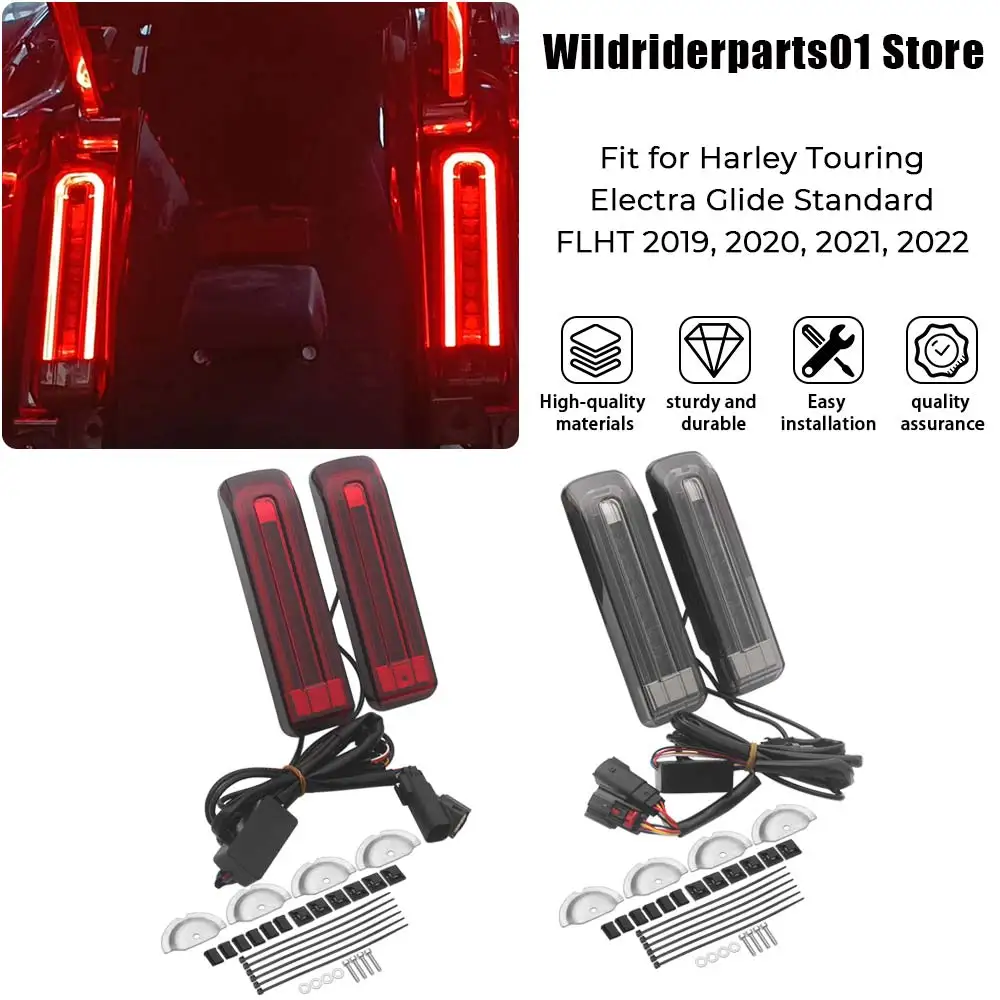 

Motorcycle Black/Red LED Rear Saddlebag Filler Inserts Lights ABS Plastic For Harley Touring Road Glide Limited FLTRK 2020 -2024