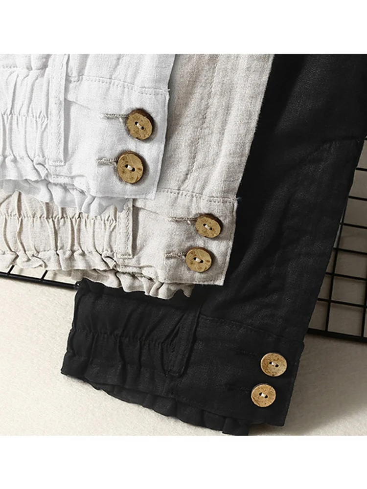 High Waist Draped Straight Leg Cotton Linen Wide Leg Pants Women's Loose Casual Thin Linen Long Trousers Summer Commute Style