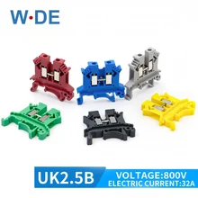 10Pcs Din Rail Terminal Block UK-2.5B Wire Electrical Conductor Universal Connector Screw Connection Terminal Strip Block UK2.5B