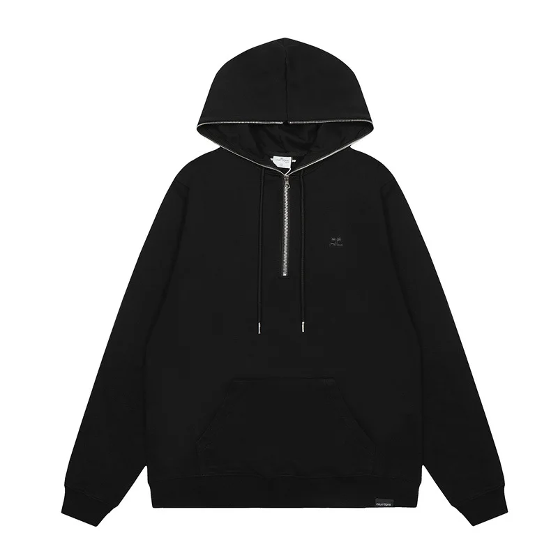 

Premium Cotton Blend Hoodie 2026, Luxury Embroidered Logo Sweatshirt, Comfortable Half Zip Pullover, High Quality Streetwear​
