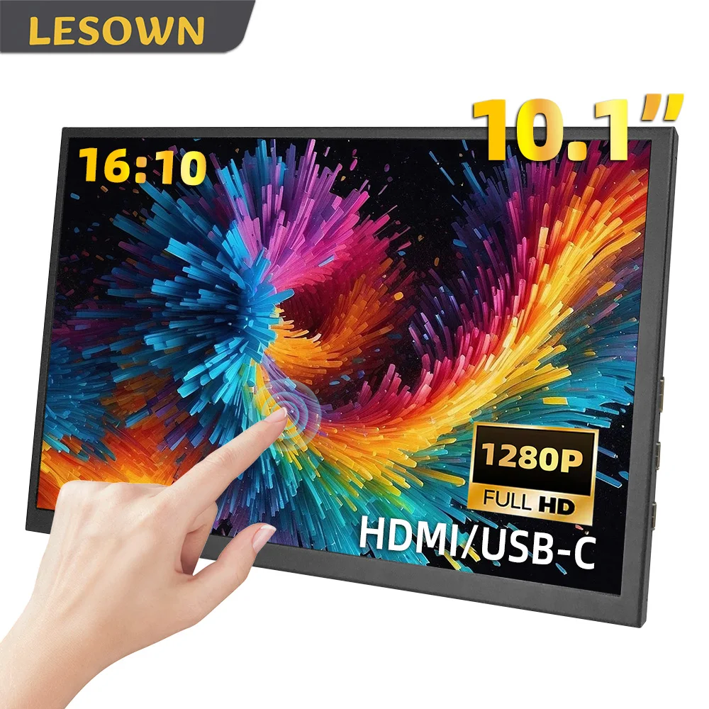 LESOWN 10.1 Inch Square Portable Monitor IPS 1280x800 Second Display External Additional Monitor for Video Playback Document