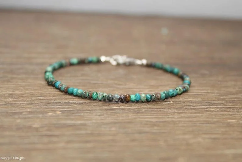 Chrysocolla Bracelet, Beaded, Stacking, Chrysocolla Jewelry, Gemstone Jewelry