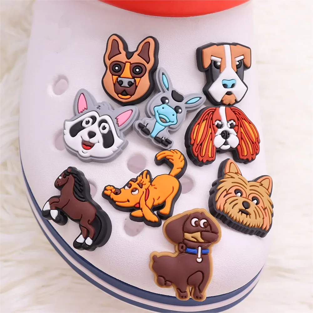 1Pcs PVC Lovely Dogs Animals Border Collie Slippers Shoe Charms Boys Girls Buckle Accessories Clog DIY Birthday Gift