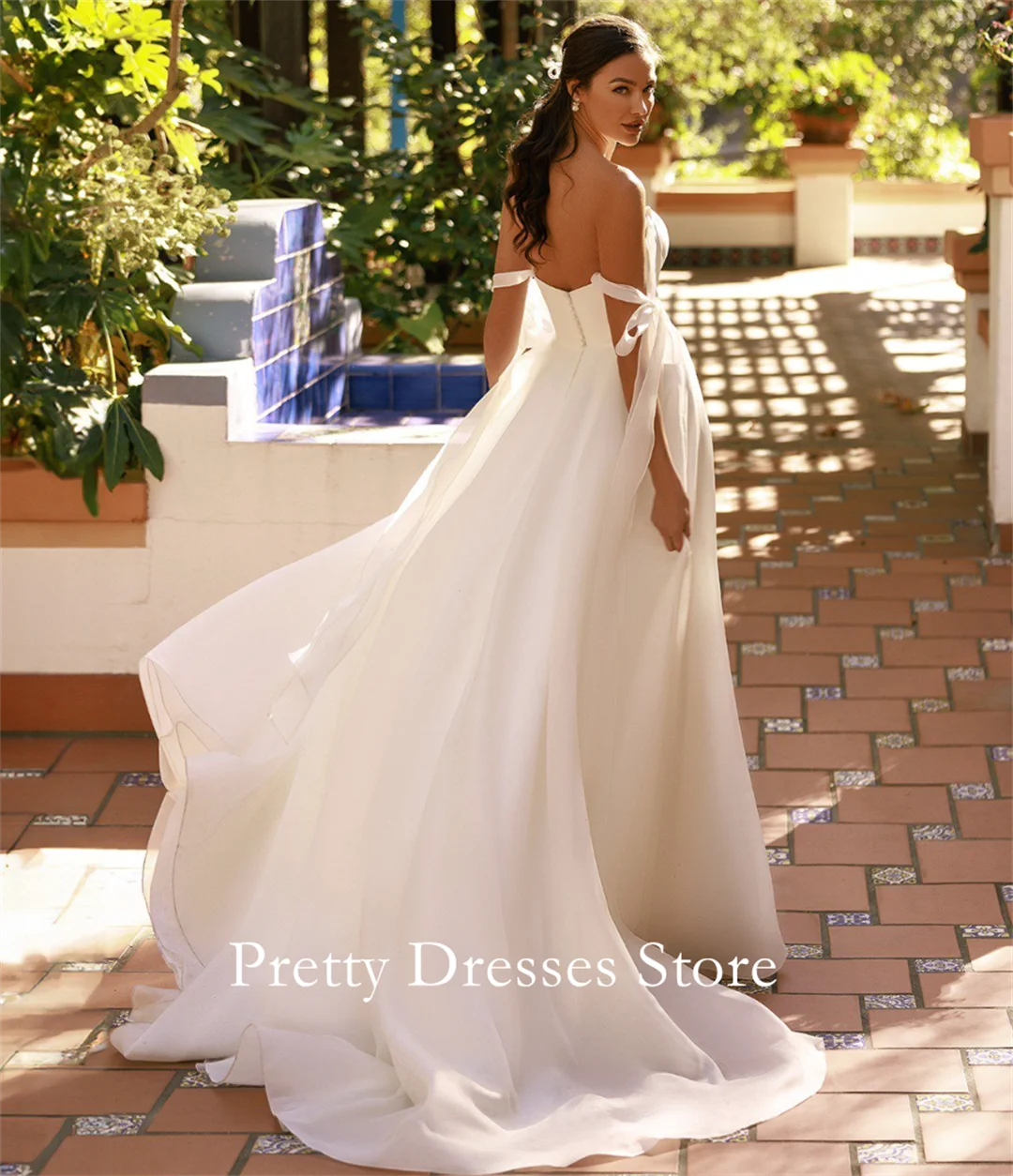 Strapless 2025 Style Garden Customized Ivory Pointed Sweetheart Organza  Wedding Dresses Corset Bride Growns Party Women