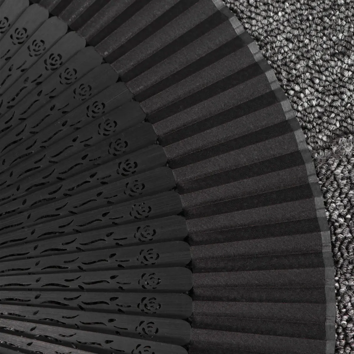 

Black Folding Fan Style Handheld Bamboo Dance Decorative Home Crafts Vintage Props Long Lasting Durable Photo