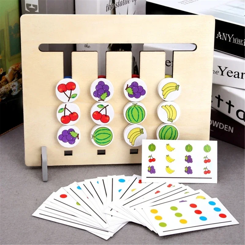

Kids Montessori Toys Wood Color Shape Puzzle Board Games Double Sided Logic Game Preschool Learning Educational Toy for Children