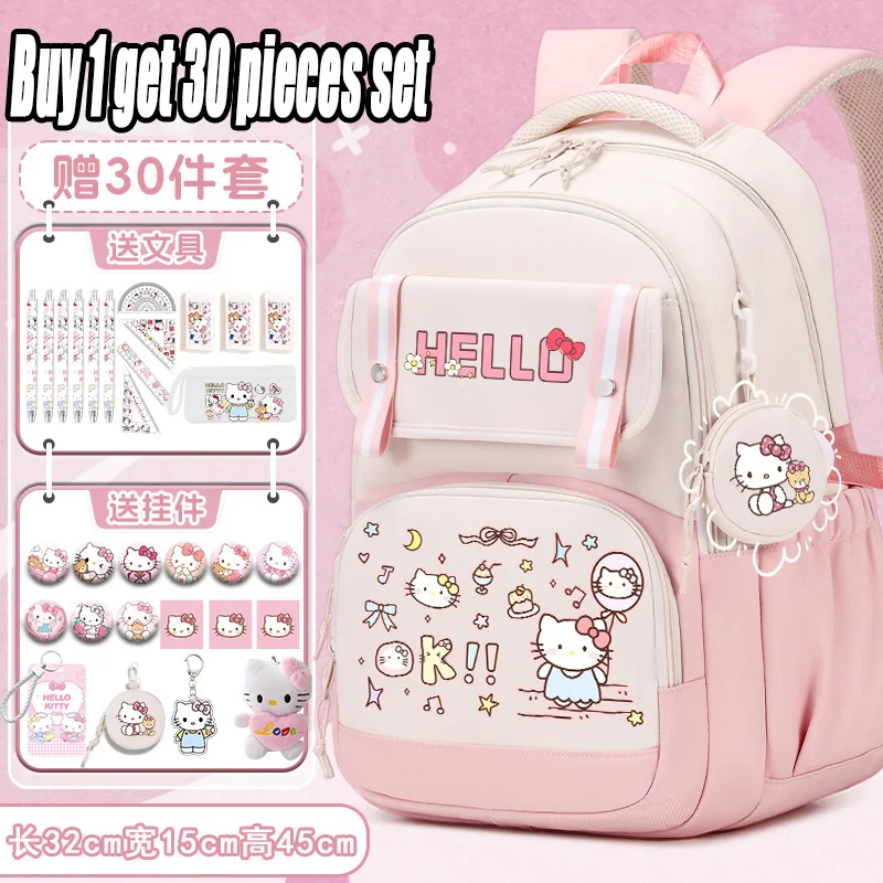 Kitty Cat 2025 New Collaborative Children's Backpack for Girls and Teenagers with Large Capacity for Back to School