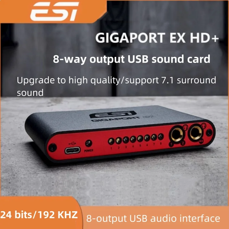 ESI GIGAPORT eX Professional Sound Card 24-bit/192kHz 8 Output USB Audio Interface Type-C USB Surround sound Sound Card HiFi DJ