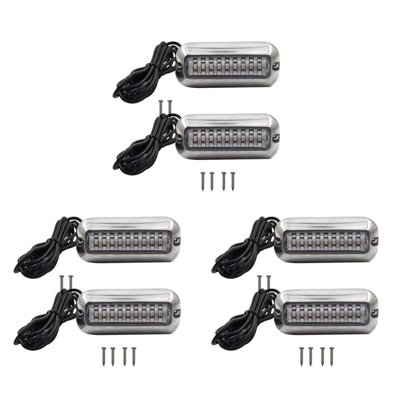 

6Pcs 27 Blue LED Stainless Lights Underwater Pontoon For Marine Boat Transom