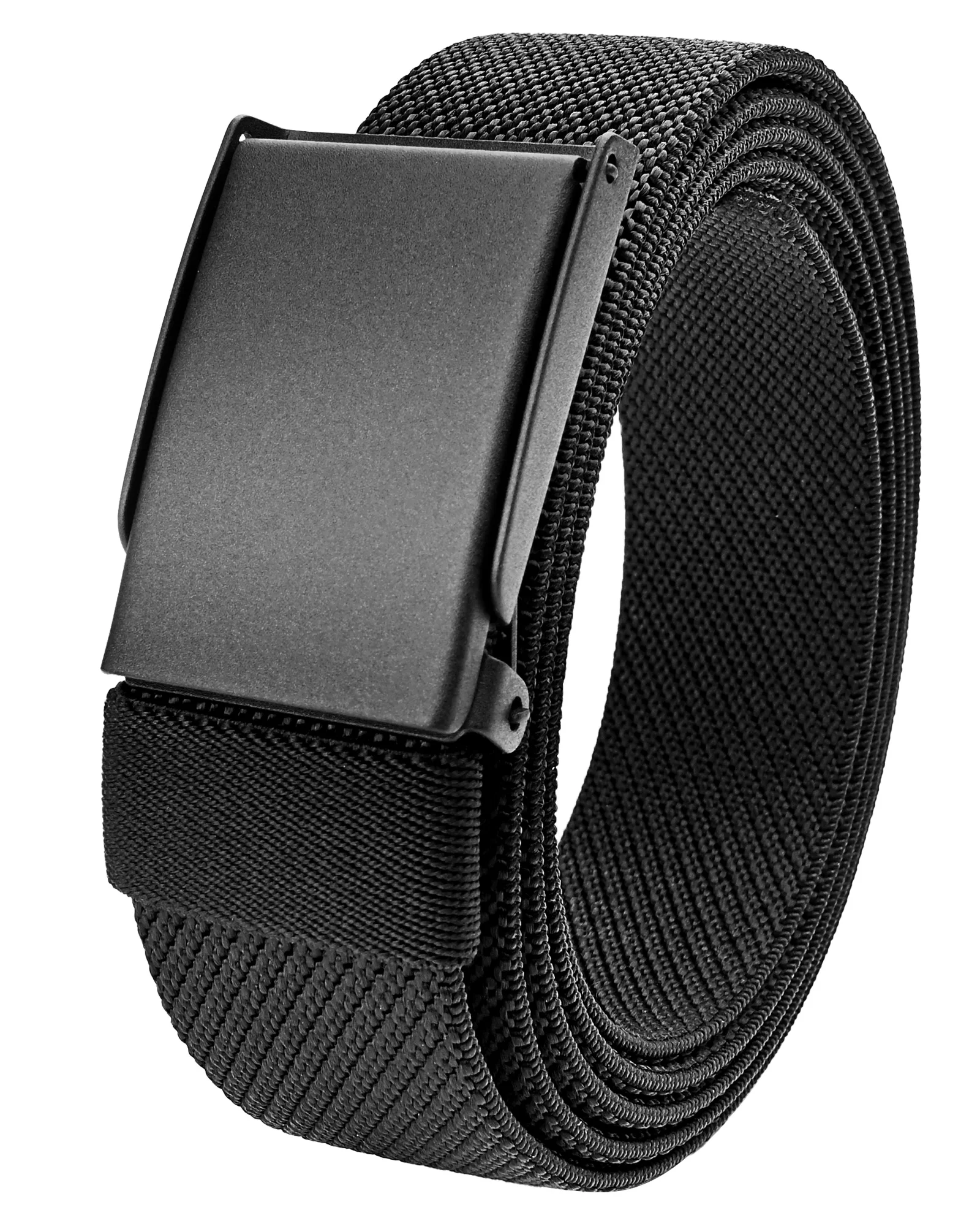 Men Belt Big and Tall Black Nylon Stretch to 180cm /71inch Toggle Clip Easy to Use Cut to Fit Narrow Belt