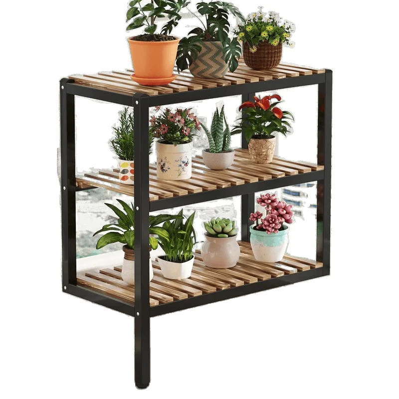 

Балконная полка-стеллаж из кованого железа для цветов, расширенная, для гостиной