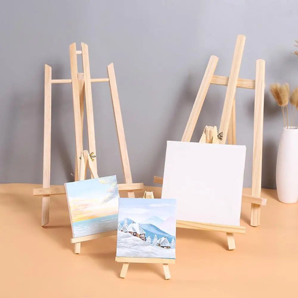 1Pcs Natural Wood Mini Easel Frame Tripod Display Meeting Wedding Table Name Card Stand Display Holder Children Painting Craft