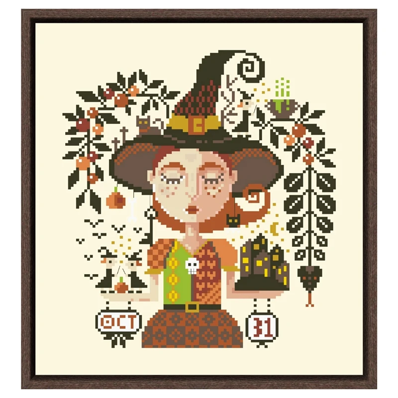 Witchy Dreams cross stitch kit 18ct 14ct 11ct light yellow canvas fabric cotton silk thread embroider DIY handmade needlework