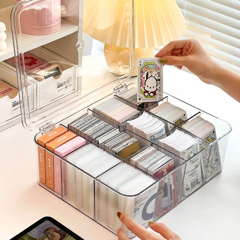 Compartment Flip Box Acrylic Transparent Display Box Blind Box Card Kpop Photocard Storage Box Photo Card Organizer