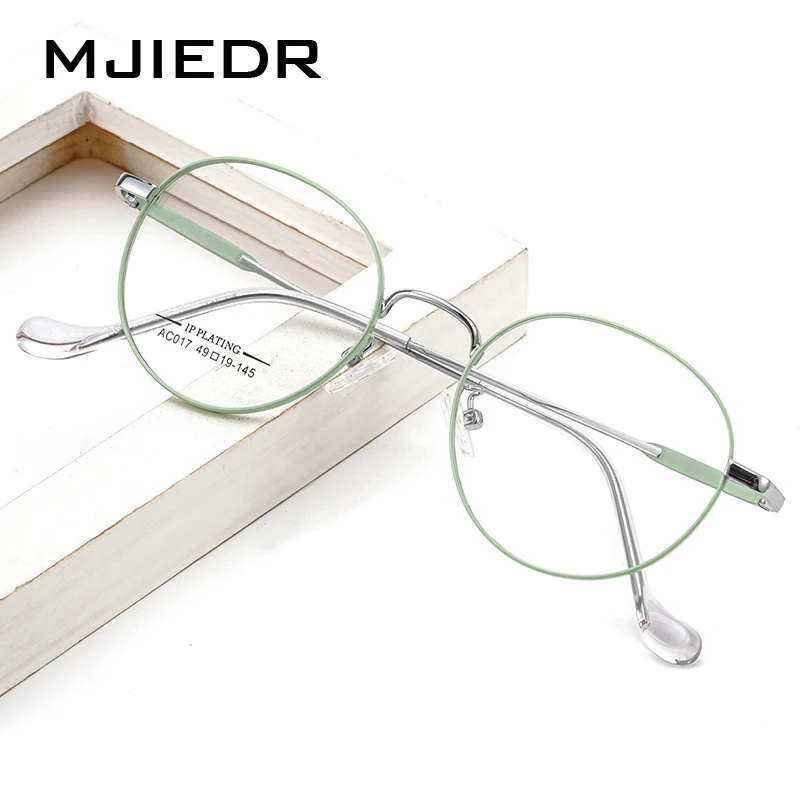 

MJIEDR Ultralight Retro Round Women's Glasses Frame New High Quality Alloy Small Face Optical Prescription Eyeglasses Men