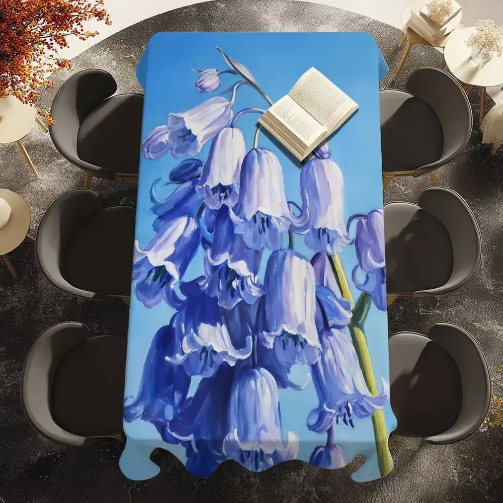 

Скатерть Bloom in Blue Morning Glory Bluebell, водонепроницаемая, устойчивая к пятнам полиэстеровая скатерть для украшения столовой, кухни, вечеринки