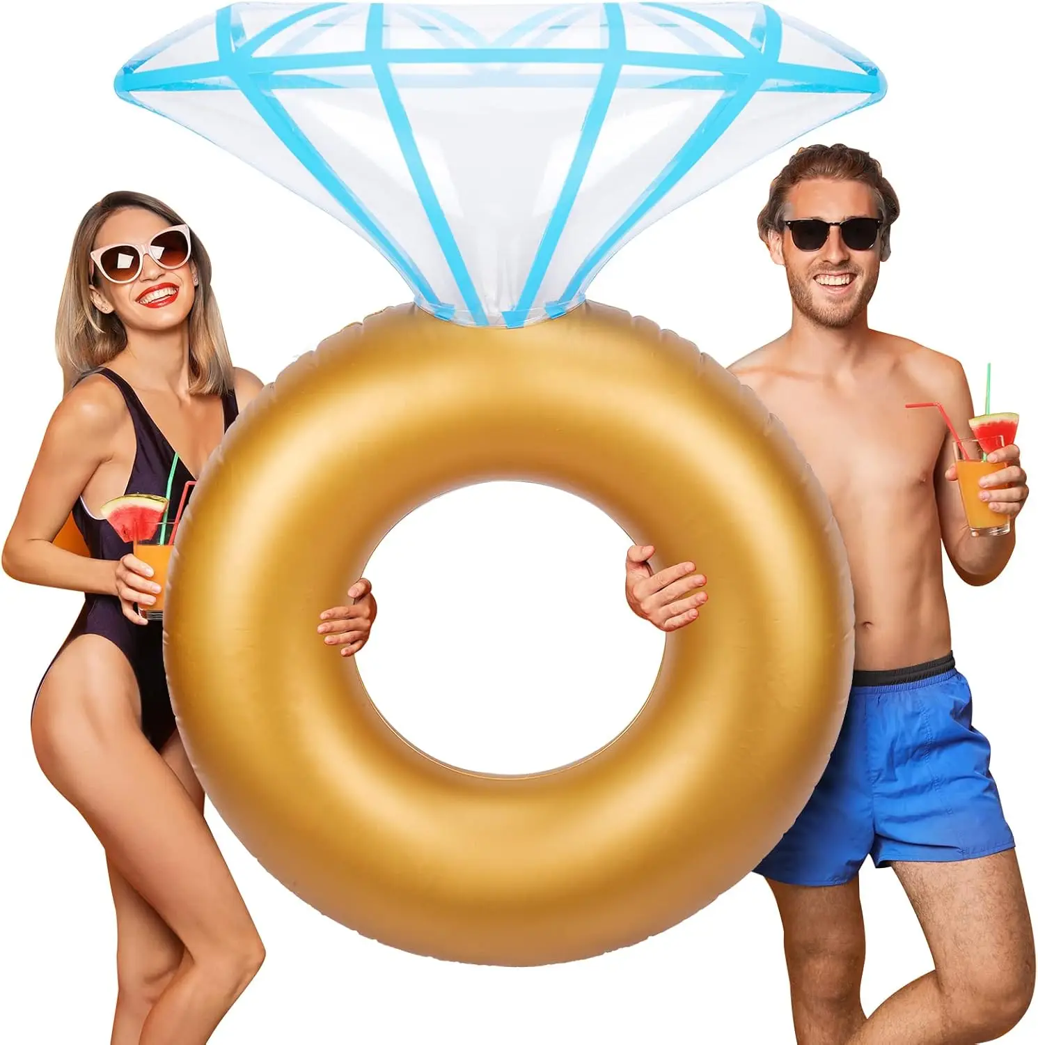 Flotteurs de piscine pour adultes, décorations de fête d'enterrement de vie de jeune fille, anneau flottant en diamant, cadeaux amusants pour piscine