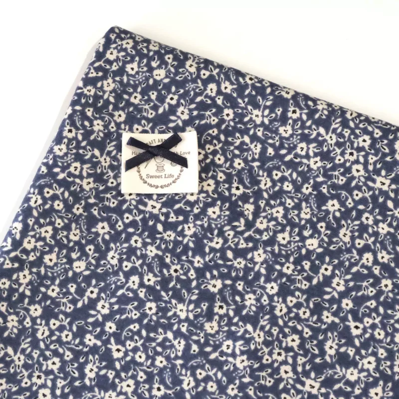 Blue Brushed Cotton Fabric Printed All Cotton Handmade DIY Sewing Fabric for Craft And Sewing Projects 2