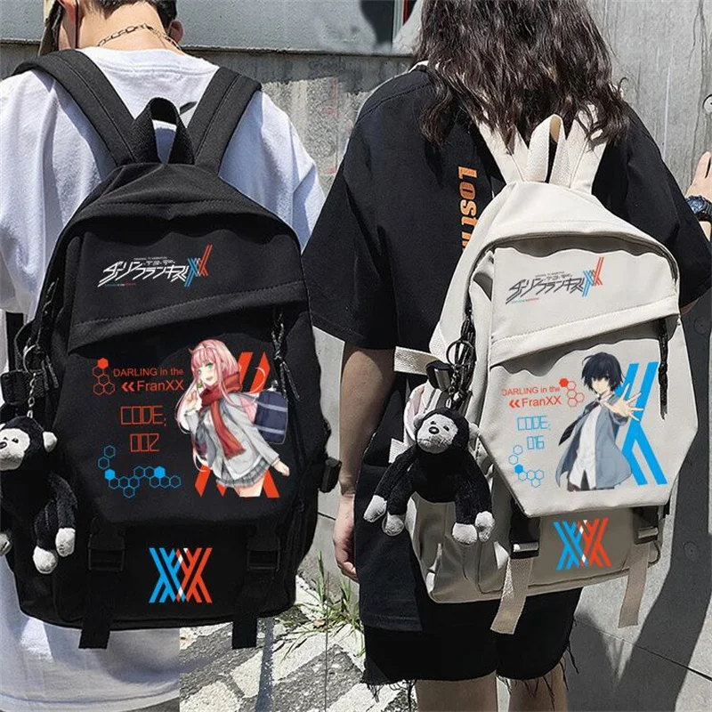 

Anime DARLING in the FRANXX Backpack Mochila Teenarges Schoolbag Men Women Causal Laptop Outdoor Shoulder Bags With Plush Toy