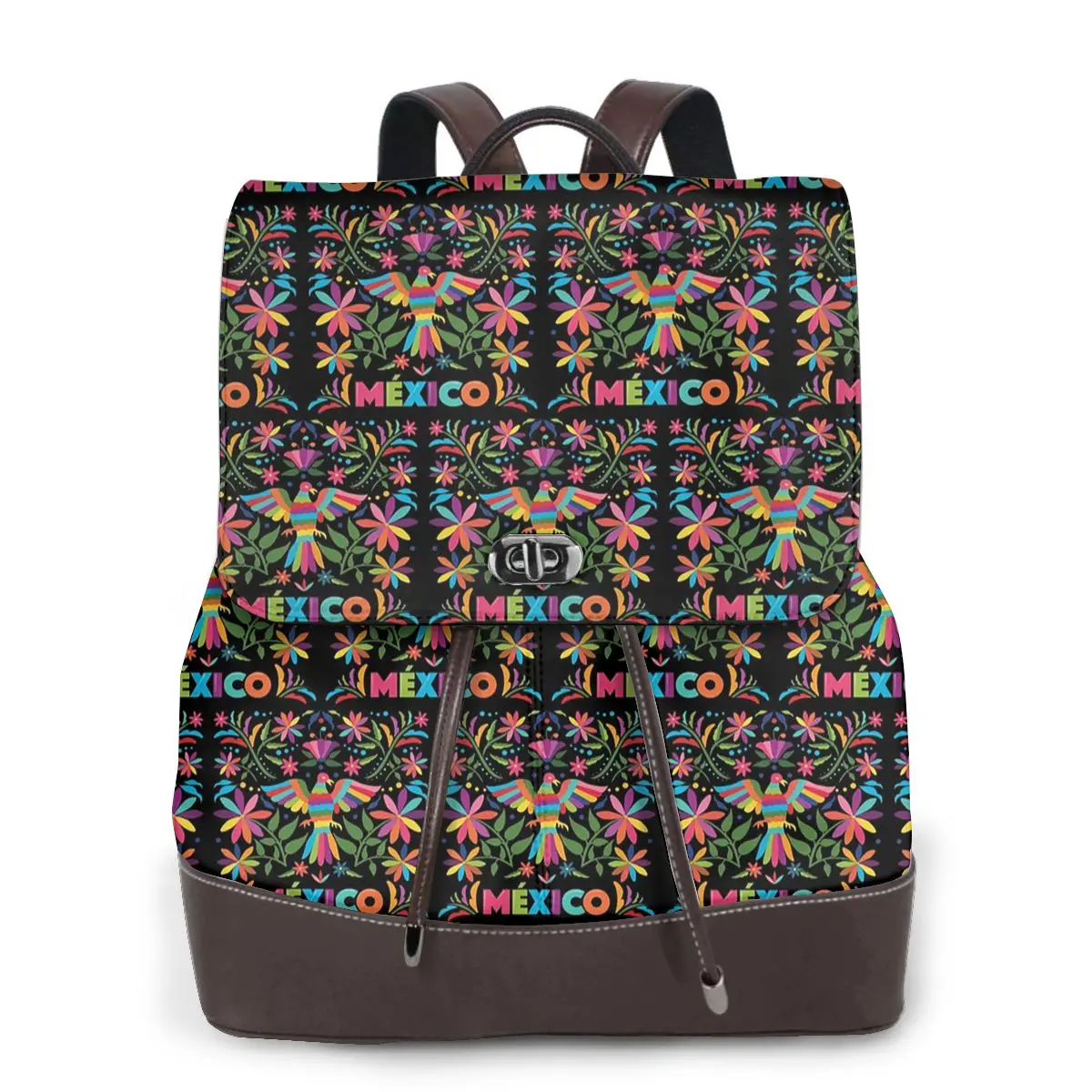 Colorful Mexican Traditional Pattern 1 Bookbag School Student Bags Hiking Travel Daypack for Women Fashion Derma Backpack