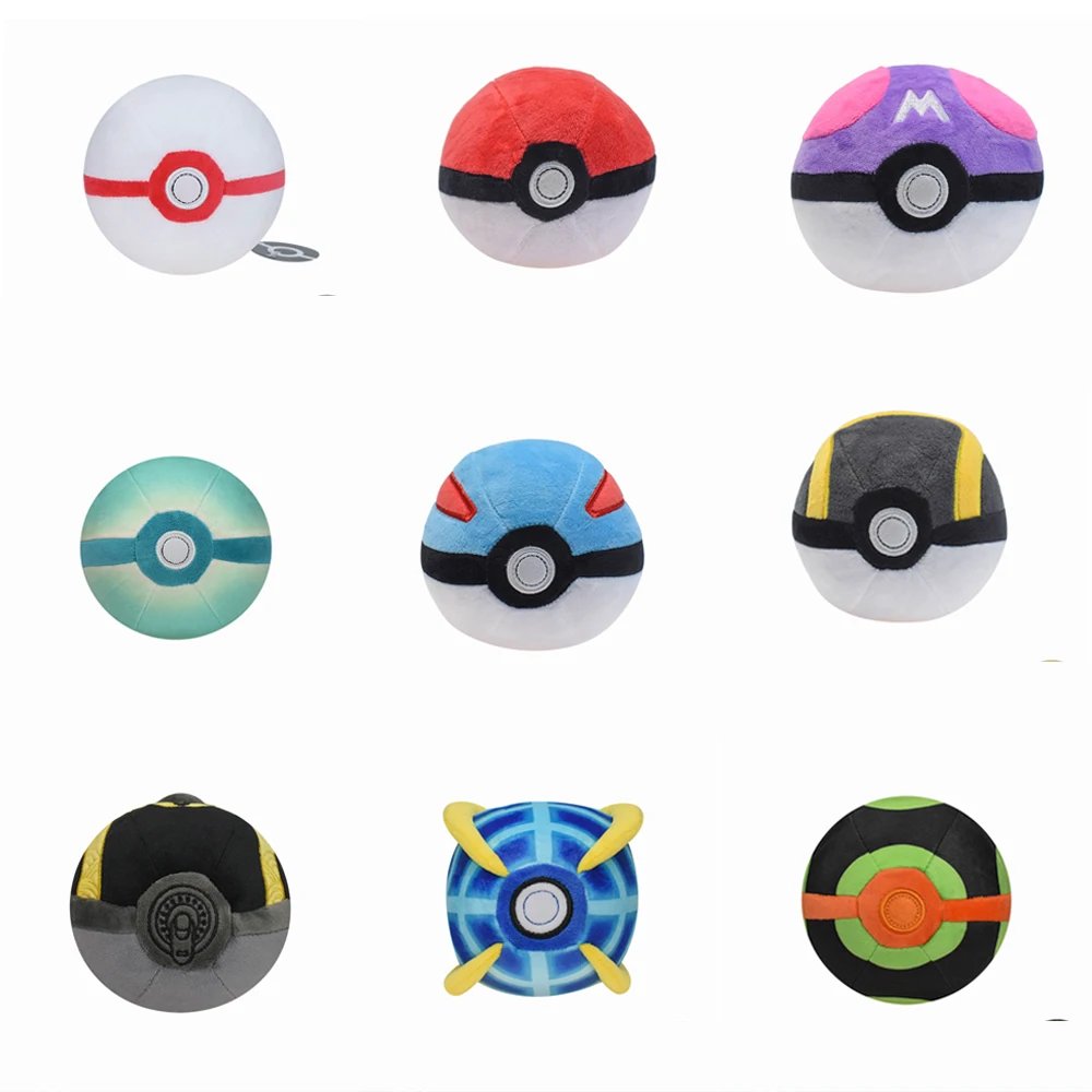 9 estilos Pokemon peluche Pokeball Master Ball gran Ultra Premier Ball Strange Ball suave Anime juguetes de peluche muñeca monstruo de bolsillo