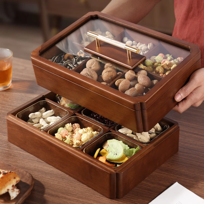 

Solid wood dried fruit plate nut storage box light luxury high-end household living room candy wooden box