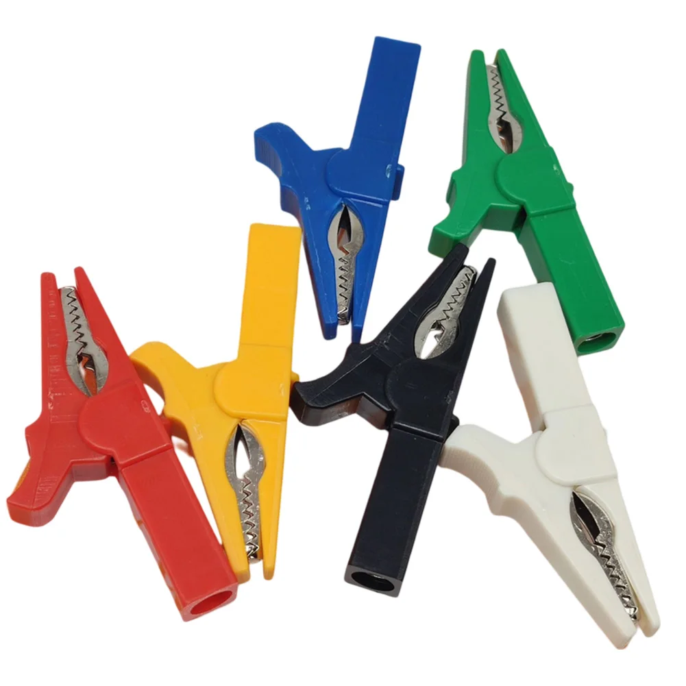 6PCS Crocodile Clips For Electrical Jumpers Insulated Safety Crocodile Clips Copper For Alligator Clip Electrical Tester Clamps
