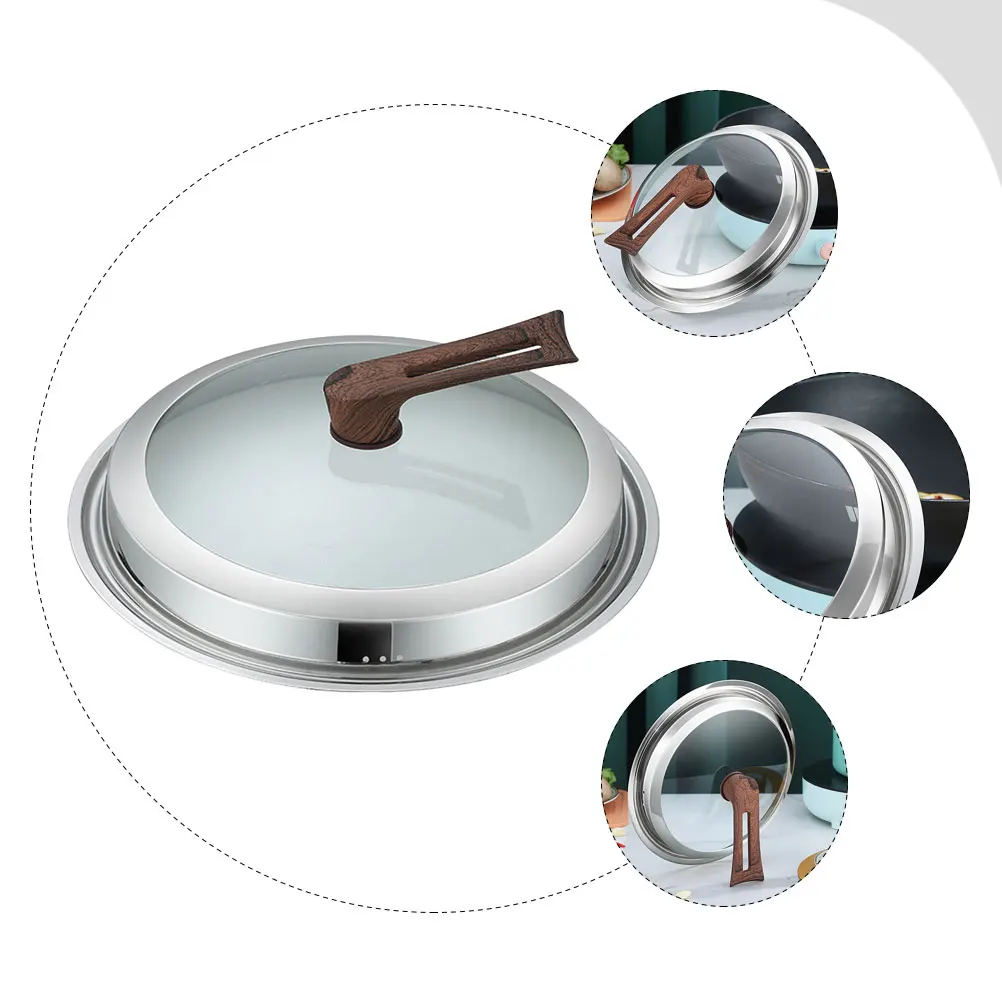 

Universal Pot Lid 30cm Stainless Steel Glass Cover for Cooking Frying Pan Wok Kitchen Cookware Anti Overflow Griddle