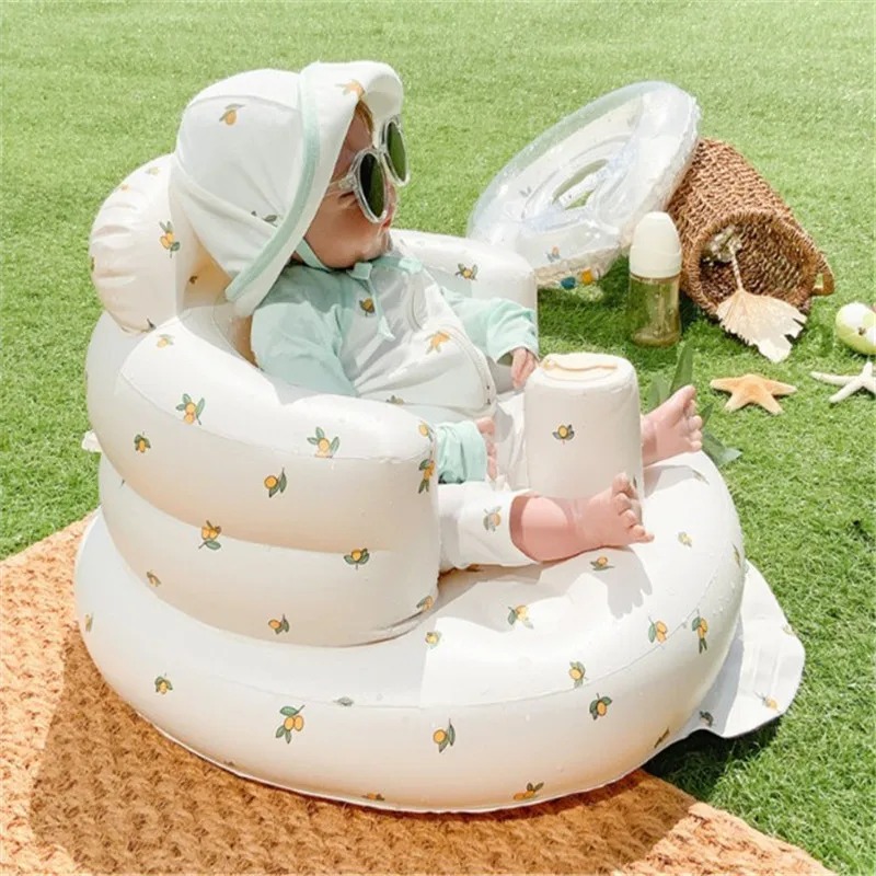 Portable Baby Inflatable Sofa Chair Pool Float Seat with Back Support Anti-Fall Bath Stool -Soft And Comfortable for Little Ones